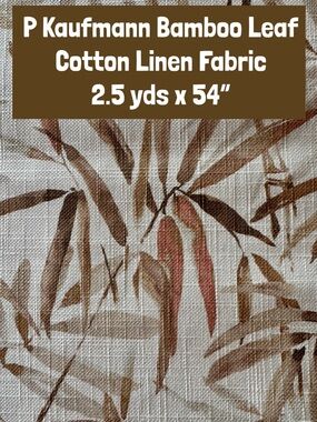 P Kaufmann Bamboo Leaf Printed Cotton Linen Drapery Fabric Sand (2.5 Yds x 54”)